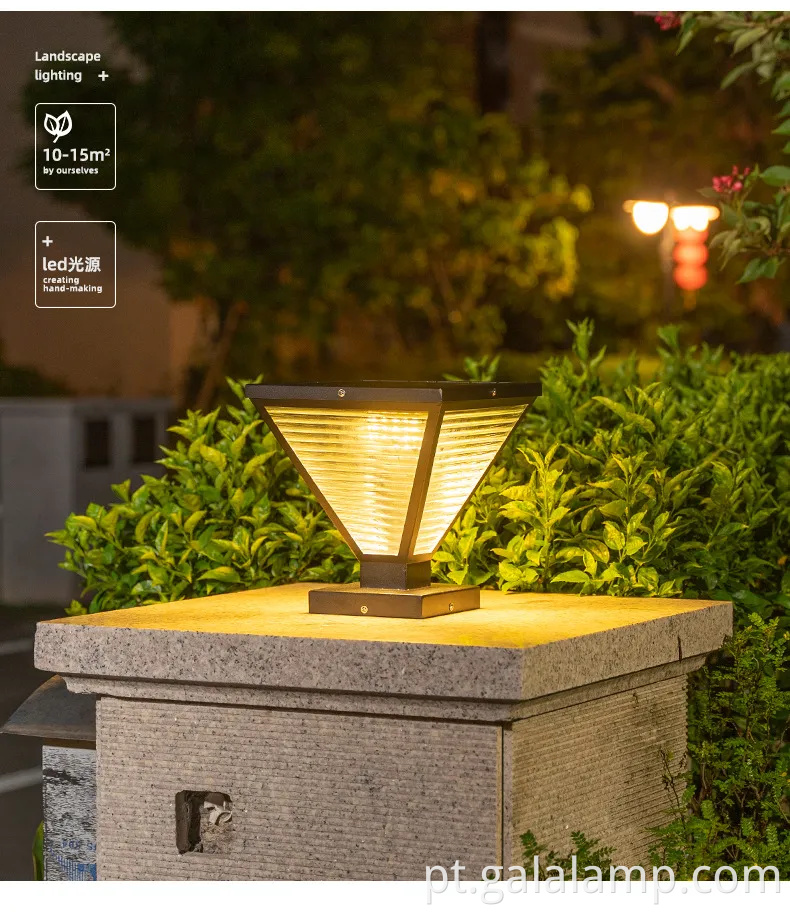 Luzes solares ao ar livre modernas para pátios e passarelas